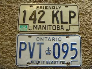 Choice used ONTARIO or MANITOBA Canada License Plates PTV-095 OR 142-KLP - Picture 1 of 2