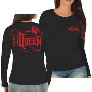 Maglia donna manica lunga manica lunga La Familia QUEEN regina compleanno regalo corona - Foto 1 di 4