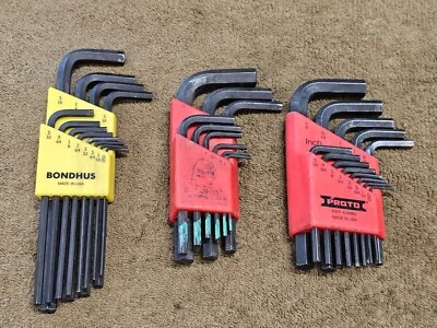 3 Proto Bondhus L Shaped Straight Hex Key Wrench Set Metric Sae USA - Image 1 of 4