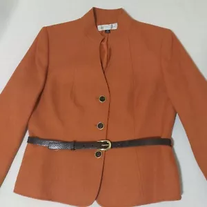 Tahari Arthur S. Levine Petites NWT Tamaño 10P Albaricoque Espiga con cinturón de espiga - Imagen 1 de 8