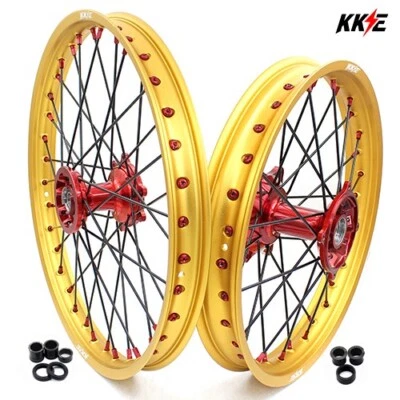 KKE 21/19'' Rims MX Spoked Wheels For HONDA CRF250R CRF450R 2014-2025 Cast Hubs - Image 1 of 4
