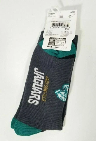 NFL ADULT MESH CHARCOAL CREW SOCKS, JACKSONVILL JAGUARS, LARGE Cover