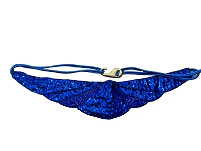 Cinturón Cummerbund vintage años 80 con cuentas lentejuelas azul Foto 1 de 4