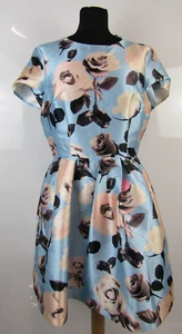Women's Chi Chi London Cassia Blue And Pink Floral Dress Size UK 14 BNWT - Picture 1 of 14