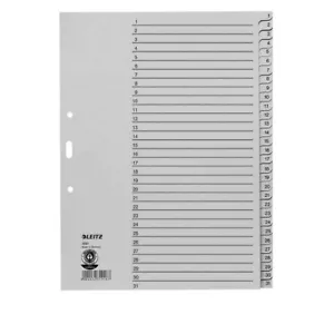 Leitz Ordnerregister 1231 Vollformat, 10er Pack, Überbreite 1-31 Grau 31-teilig - Bild 1 von 1