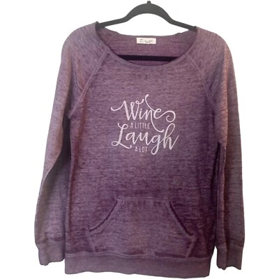 Z by Zobha Sweatshirt Pullover Raglan/Long Sleeve Pocket Size Medium Wine Laugh - Image 1 of 4