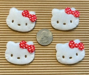(10 - 40pc) x 1.6" Felt Padded Kitty Appliques w/Polka Dot Satin Bow/Hello ST621 - Picture 1 of 2