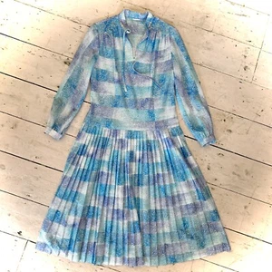 Vintage 1970’s Pleasted Shirt Dress Geek Chic Size 12 - Picture 1 of 7