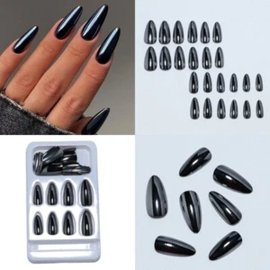 24pcs Metallic Almond Press on Nails Medium Mirror Effect False Nail - Picture 1 of 5