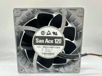 1 PCS  Sanyo Fan 9SG1248P1G04  DC48V 1.00A 12038 12CM Aluminum frame fan 4 wire - Image 1 of 4