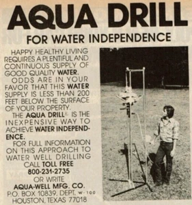 1980 Vintage Print Ad Aqua Drill For Water Independence Aqua-Well Mfg Man Operat - Picture 1 of 2