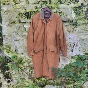 Vintage 1980er bis 1990er Wildleder Leder Kragen Parka Staubmantel Trenchcoat/Herren M - Bild 1 von 10