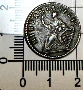 X335: 1723 George 1st Woods Early Irish American COLONIAL Raro Farthing de Cobre - Imagen 1 de 2