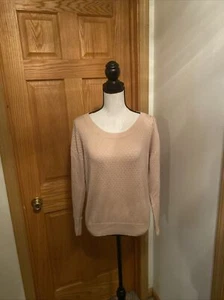 Calvin Klein Small Beige Scoop Neck Long Sleeve Pullover Sweater - EUC - Picture 1 of 5