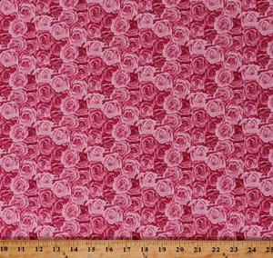 Cotton Pink Roses Flowers Floral Summer Garden Fabric Print by the Yard D379.53 - Picture 1 of 1