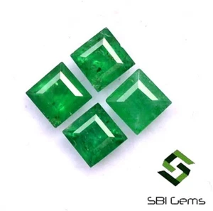 3.25 mm Natural Emerald Square Cut Lot 04 Pcs 0.88 CTS Untreated Loose Gemstones - Picture 1 of 5