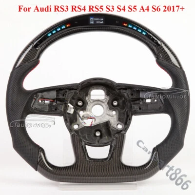 Se adapta a 2017+ Audi RS5 RS6 RS7 S4S5 S6 A3 deportivo de fibra de carbono LED volante Foto 1 de 4