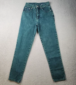 Vtg LA Blues Jeans *Womens 4 (24x27) Green Stonewash High Waisted Tapered USA - Picture 1 of 10