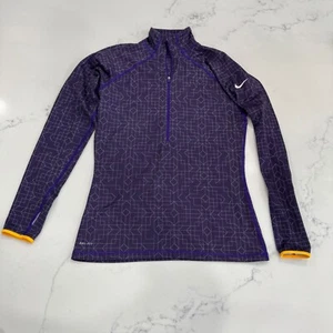 Nike Pro Dri-FIT Pullover Womens L Half Zip Purple Geometric Training Top Active - Picture 1 of 6