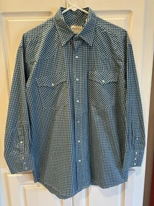 Roper Wear The West Mens Medium  Blue Snap  Western Shirt Cowboy Long Sleeve - Picture 1 of 10