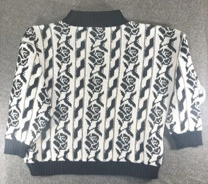 Vintage 80er Pullover GFC limitiert mittel geometrisches Muster USA Damen schwarz weiß cropped  - Bild 1 von 11
