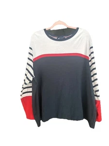Vintage Tommy Hilfiger langärmliges klassisches Oberteil rot weiß blau maritim Damen 3X - Bild 1 von 12