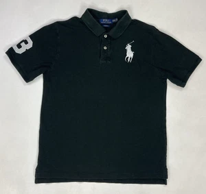 Polo Ralph Lauren Rugby Polo Shirt Ragazzo XL 18-20 Nero Big Pony 3 Bianco - Foto 1 di 11