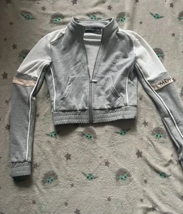 Maniere de Voir Women’s Cropped Track Jacket Size 8 Grey Zip Up - Picture 1 of 3