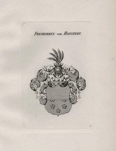 1830 Honstedt Wappen coat of arms Kupferstich engraving Heraldik heraldry - Bild 1 von 1