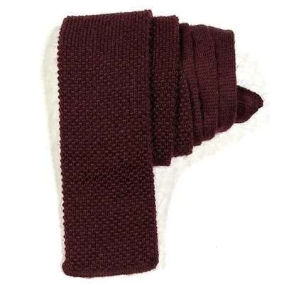 Corbata vintage Roosternit by Rooster lana mohair granate borgoña tejida Foto 1 de 4