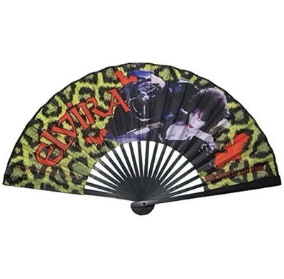 Juego de 3 ventiladores de bambú de tela oscura Kreepsville 666 Elvira Mistress Of The Dark NUEVO Foto 1 de 4