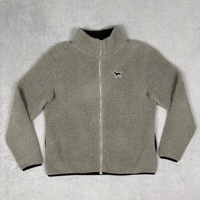Chaqueta Sherpa Rosa Victoria's Secret Para Mujer Pequeña Polar Cremallera Completa Gris Forrada Foto 1 de 4
