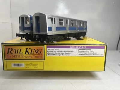 MTH Rail King O Scale MTA 2 Car Subway Set Silver & Blue 4550 & 4551 non-powered - Image 1 of 4