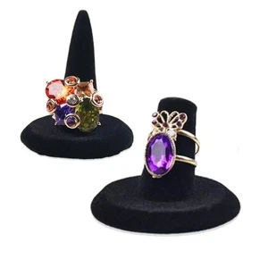 Black Velvet Jewelry Ring Display Stand Holder Showcase Organizer - Picture 1 of 7