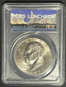 1977-D $1 dólar Eisenhower graduación profesional divertido almuerzo muestra losa edición limitada de 200 - Imagen 1 de 2