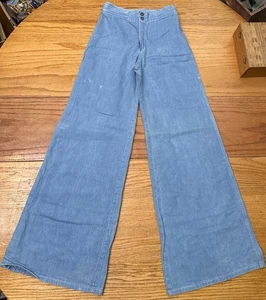 True Vintage 70s Plush Bottoms Jeans Wide Leg (13”) Bell Bottom 26x33 - Picture 1 of 17