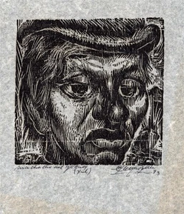 Carlos Hermosilla Alvarez (1905-1991) Signed Linocut - Male Jockey Portrait 1973 - Picture 1 of 4