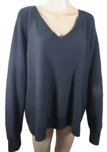 Nuevo con etiquetas Suéter Lucky Brand Cloud Suave Negro Cuello en V Algodón Nylon Cachemira Para Mujer’s L - Imagen 1 de 10