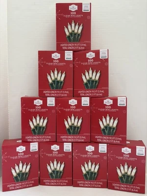 10 Box NEW Holiday Time 100 Clear Mini Christmas Lights Incandescent 21' x 5 - Image 1 of 4