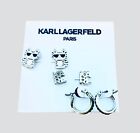Zestaw 3 kolczyków Karl Lagerfeld Paris srebrne odcienie Pavé kryształ Karl logo kropla