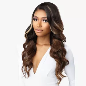 SENSATIONNEL HUMAN HAIR BLEND BUTTA HD LACE FRONT WIG - GLAM WAVE 24 - Picture 1 of 6