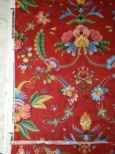 JAY YANG Fabric 3 1/2 Yds x 54" BIG FLORAL Red Spectrum Designer Gallery VAT - Picture 1 of 10
