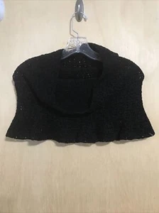 Luxury Hand Made Crochet Neck Warmer Scarf Cowl Capelet Black Soft OOAK - Picture 1 of 4