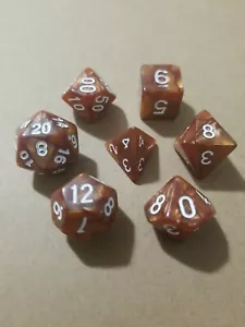 Polyhedral Gaming 7Pc Dice Set Bronze Swirl; DnD, Roleplaying, FREE SHIPPING - Picture 1 of 2