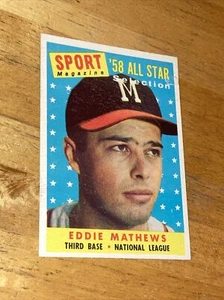 1958 Topps #480 HOF Eddie Mathews AS VG+ (Knick), Sharp Centered Vintage BRAVES - Bild 1 von 7