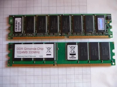 1GB Qimonda SDRAM 333 mHz und 512MB Transcend SD Ram 333 mHz Speicher Memory - Bild 1 von 4