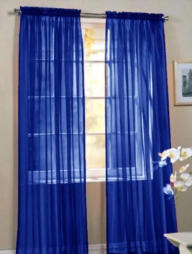  Elegance (2) Panels Sheer Window Curtains Drapes Set 84" Long Rod Pocket Solid - Image 1 of 1