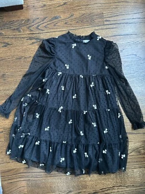 Zara Girl Embroidered Tulle Dress Black 13-14 - Image 1 of 4