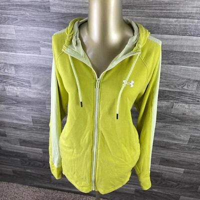 Sudadera con capucha Under Armour ajustada cremallera completa amarilla/verde para mujer talla XL Foto 1 de 4