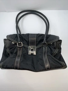 AUTHENTIC PRADA NYLON LEATHER TESSUTO TWIST LOCK VINTAGE SHOULDER BLACK Purse - Picture 1 of 15